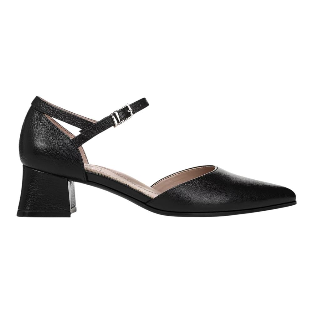 Naturalizer Women's Maddox Leather Block Heel Ankle Strap Pumps Black Size 9 W - Picture 2 of 5